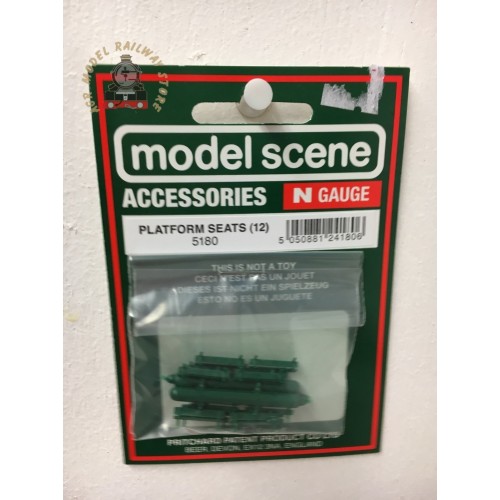 Modelscene 5180 N Gauge Platform Seats Green Pack 12 